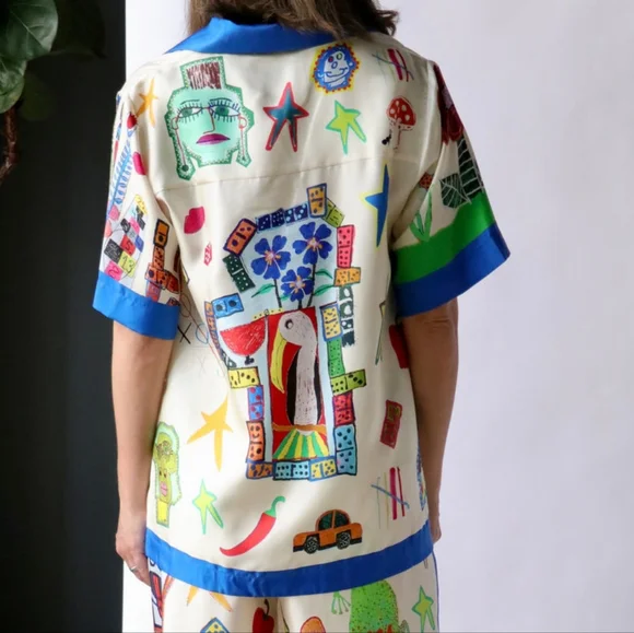 Alémais Silk Multicolored Blouse NWT Sz XS AU 6 - Picture 4 of 6